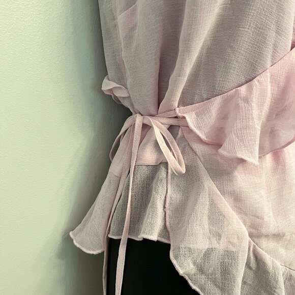NWT Urban Outfitters Pink Belle Ruffle Wrap Top, Size Small - Picture 4 of 15